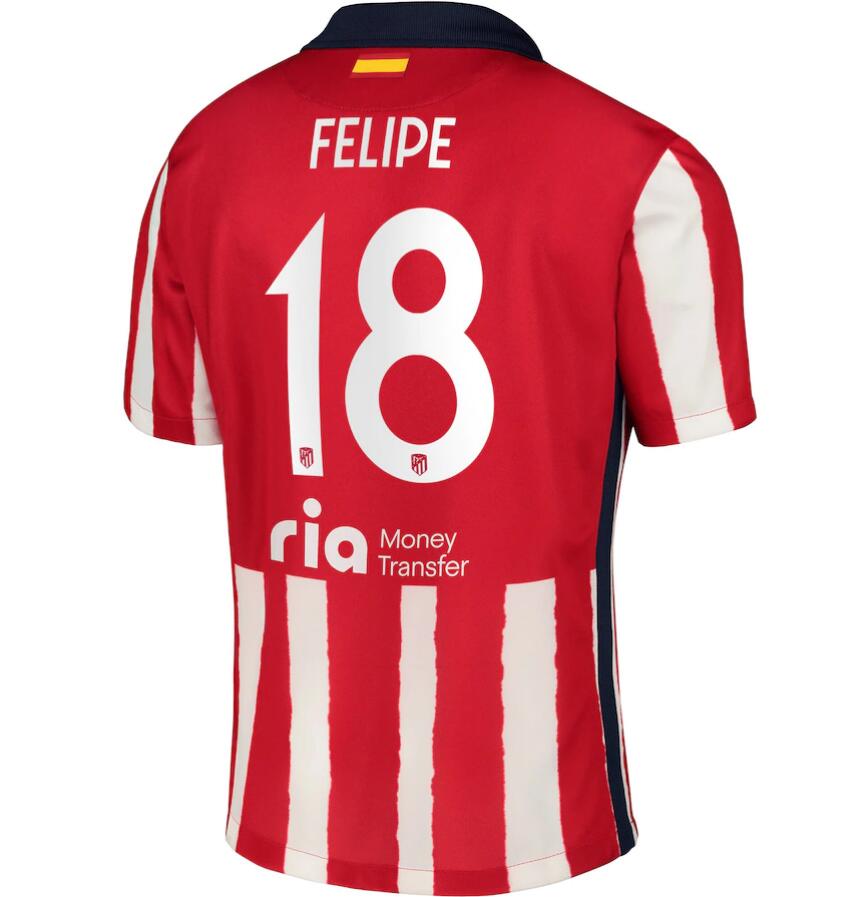 Atlético Madrid Metropolitano Home Kit Soccer Jersey with Felipe 18 printing 2020/21